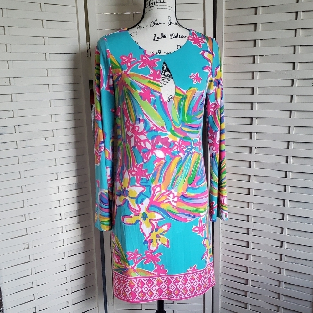 Lilly Pulitzer Fairfield Tunic Long Sleeve Floral Multicolor Dress Size S